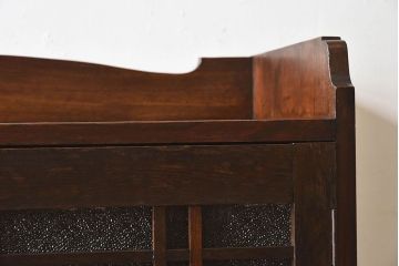 アンティーク家具　大正ロマン　栓材製　ダイヤガラス入り本箱(ブックケース)