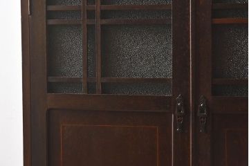 アンティーク家具　大正ロマン　栓材製　ダイヤガラス入り本箱(ブックケース)