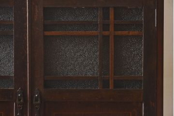 アンティーク家具　大正ロマン　栓材製　ダイヤガラス入り本箱(ブックケース)