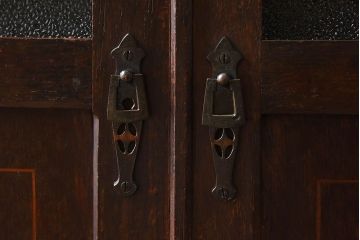 アンティーク家具　大正ロマン　栓材製　ダイヤガラス入り本箱(ブックケース)