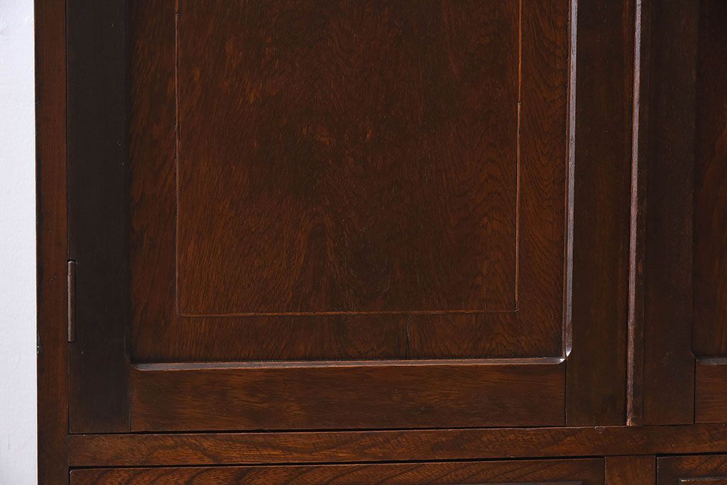 アンティーク家具　大正ロマン　栓材製　ダイヤガラス入り本箱(ブックケース)