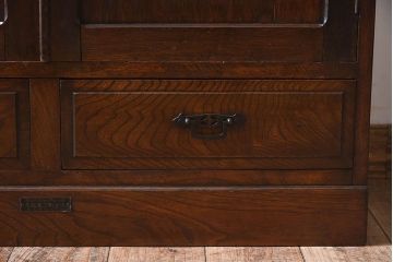 アンティーク家具　大正ロマン　栓材製　ダイヤガラス入り本箱(ブックケース)