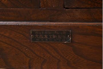 アンティーク家具　大正ロマン　栓材製　ダイヤガラス入り本箱(ブックケース)