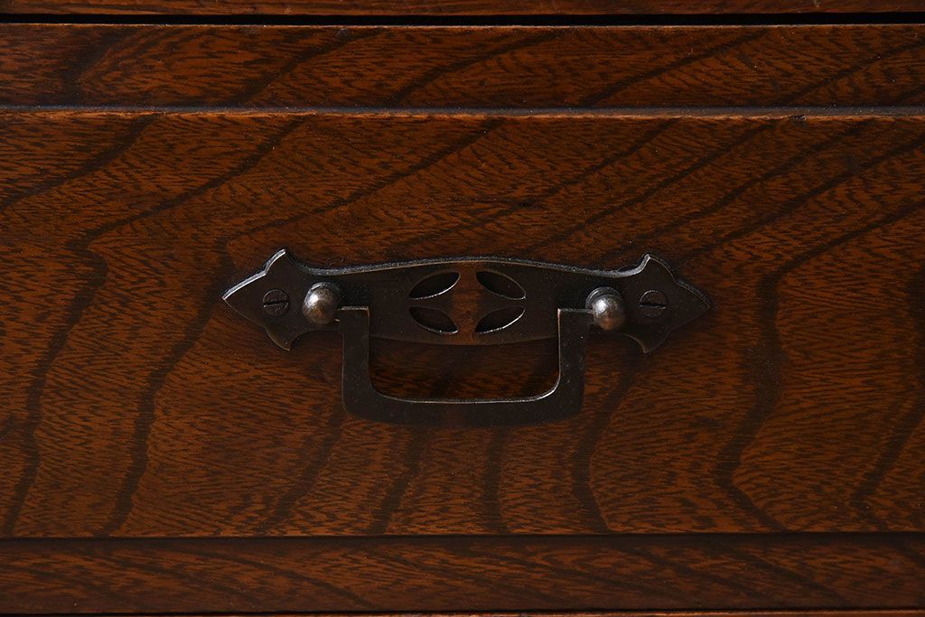 アンティーク家具　大正ロマン　栓材製　ダイヤガラス入り本箱(ブックケース)