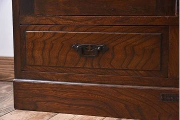 アンティーク家具　大正ロマン　栓材製　ダイヤガラス入り本箱(ブックケース)