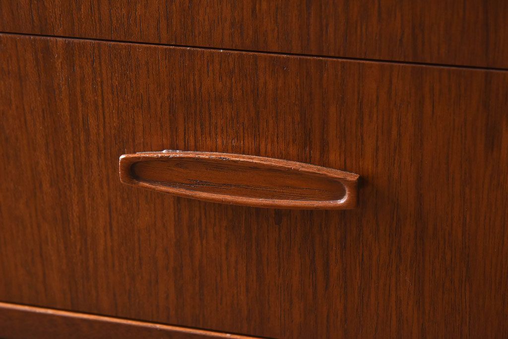 アンティーク家具　AVALON製　チーク材　引き出し付きガラスキャビネット(サイドボード)