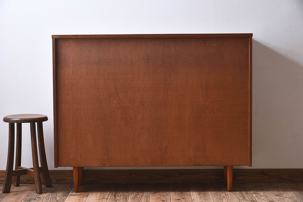 アンティーク家具　AVALON製　チーク材　引き出し付きガラスキャビネット(サイドボード)