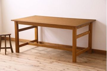 当店リメイク品　オーク材製天板のダイニングテーブル(作業台)