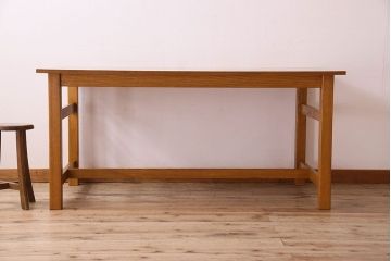 当店リメイク品　オーク材製天板のダイニングテーブル(作業台)