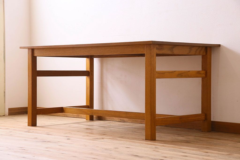 当店リメイク品　オーク材製天板のダイニングテーブル(作業台)