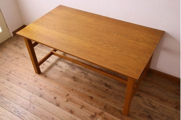 当店リメイク品　オーク材製天板のダイニングテーブル(作業台)