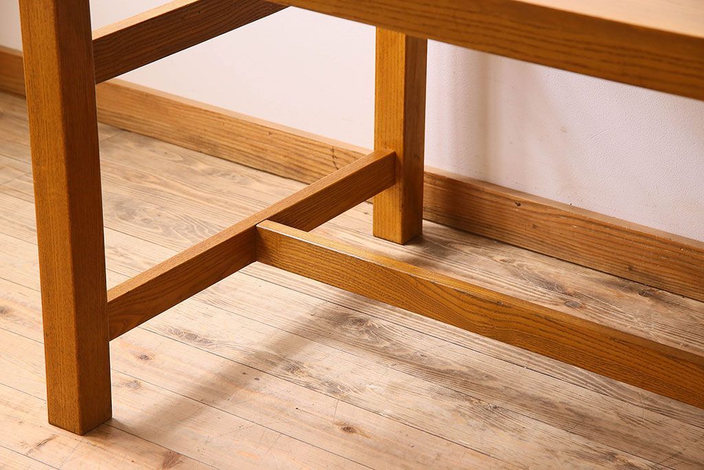 当店リメイク品　オーク材製天板のダイニングテーブル(作業台)