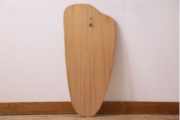 アンティーク雑貨　北欧家具　チーク材製　個性的なデザインの壁掛けミラー(鏡)(2)