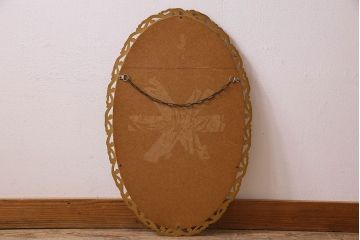 アンティーク雑貨　イギリスビンテージ　レリーフがお洒落な壁掛けミラー(鏡)