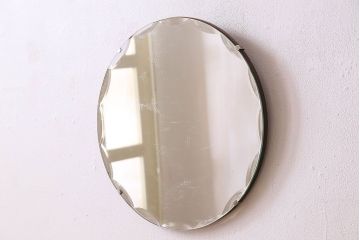 アンティーク雑貨　1950年頃　イギリスビンテージ　壁掛けカットミラー(鏡)