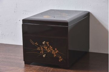 中古　漆塗り　蒔絵小引き出し(小物入れ)