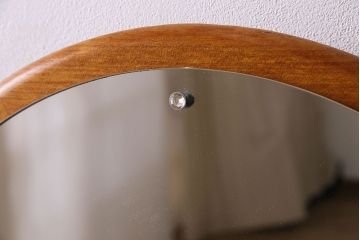 アンティーク雑貨　北欧家具　チーク材製　おしゃれなフレームの壁掛けミラー(鏡)(1)