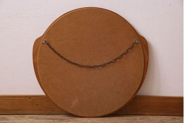 アンティーク雑貨　北欧家具　チーク材製　おしゃれなフレームの壁掛けミラー(鏡)(1)