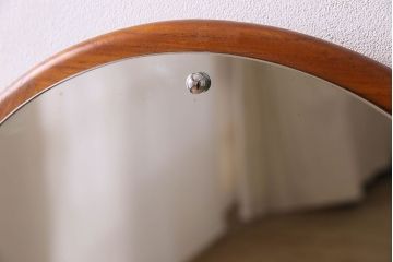 アンティーク雑貨　北欧家具　チーク材製　おしゃれなフレームの壁掛けミラー(鏡)(2)