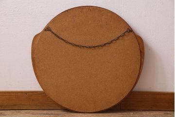 アンティーク雑貨　北欧家具　チーク材製　おしゃれなフレームの壁掛けミラー(鏡)(2)