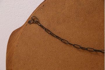 アンティーク雑貨　北欧家具　チーク材製　おしゃれなフレームの壁掛けミラー(鏡)(2)