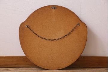 アンティーク雑貨　北欧家具　チーク材製　おしゃれなフレームの壁掛けミラー(鏡)(3)