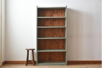 ペイント家具　オリーブグリーンカラーのおしゃれな本箱(ブックケース、収納棚)