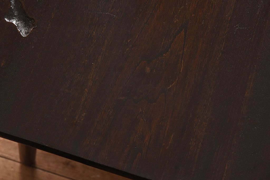 和製アンティーク　当店リメイク品　栓材製天板のサイドテーブル