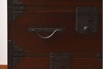 アンティーク家具　明治期　総桐材製　古い木の質感が味わい深い小箪笥(帳場箪笥、桐箪笥、桐たんす)