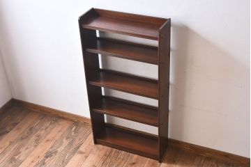 レトロ家具　ラワン材製　昭和レトロな縦型アンティーク本棚(飾り棚)