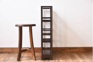 アンティーク家具　和製アンティーク　唐木材製　小振りな飾り棚(陳列棚、違い棚)