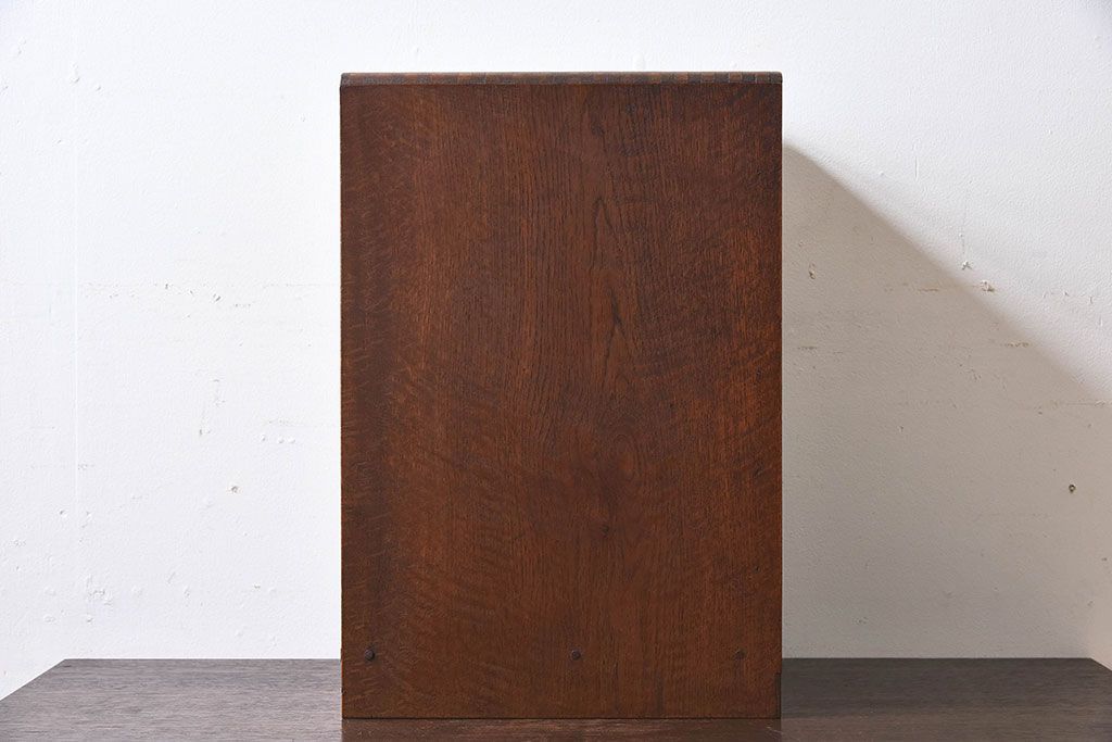 レトロ家具　昭和レトロ　ナラ材製　ネームプレート付きの小引き出し(小物入れ、裁縫箱)