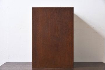 レトロ家具　昭和レトロ　ナラ材製　ネームプレート付きの小引き出し(小物入れ、裁縫箱)