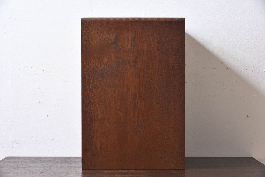 レトロ家具　昭和レトロ　ナラ材製　ネームプレート付きの小引き出し(小物入れ、裁縫箱)