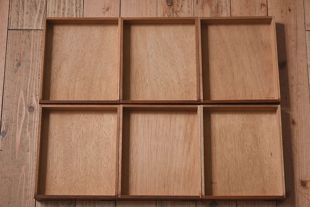 レトロ家具　昭和レトロ　ナラ材製　ネームプレート付きの小引き出し(小物入れ、裁縫箱)