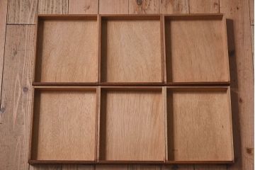 レトロ家具　昭和レトロ　ナラ材製　ネームプレート付きの小引き出し(小物入れ、裁縫箱)