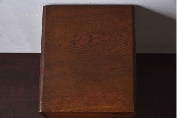レトロ家具　昭和レトロ　ナラ材製　ネームプレート付きの小引き出し(小物入れ、裁縫箱)