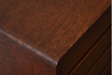 レトロ家具　昭和レトロ　ナラ材製　ネームプレート付きの小引き出し(小物入れ、裁縫箱)