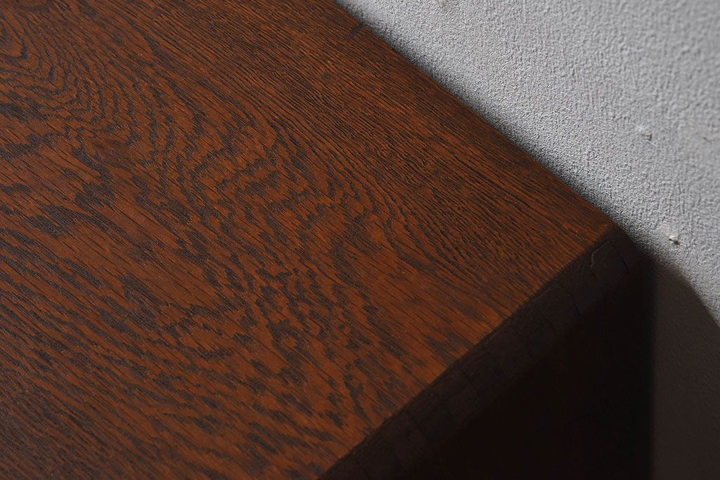 レトロ家具　昭和レトロ　ナラ材製　ネームプレート付きの小引き出し(小物入れ、裁縫箱)