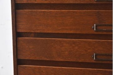 レトロ家具　昭和レトロ　ナラ材製　ネームプレート付きの小引き出し(小物入れ、裁縫箱)