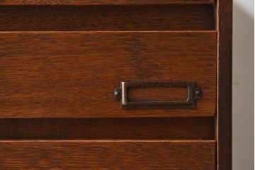 レトロ家具　昭和レトロ　ナラ材製　ネームプレート付きの小引き出し(小物入れ、裁縫箱)