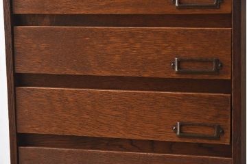 レトロ家具　昭和レトロ　ナラ材製　ネームプレート付きの小引き出し(小物入れ、裁縫箱)