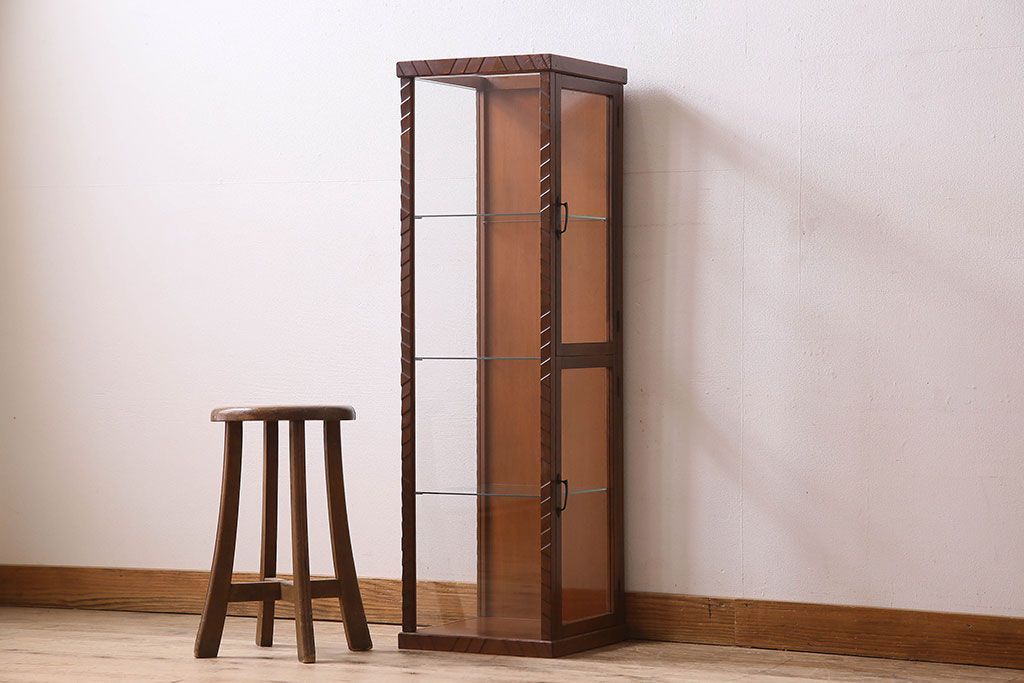 アンティーク家具　和製アンティーク　珍しいサイズの縦長ガラスケース(ショーケース)