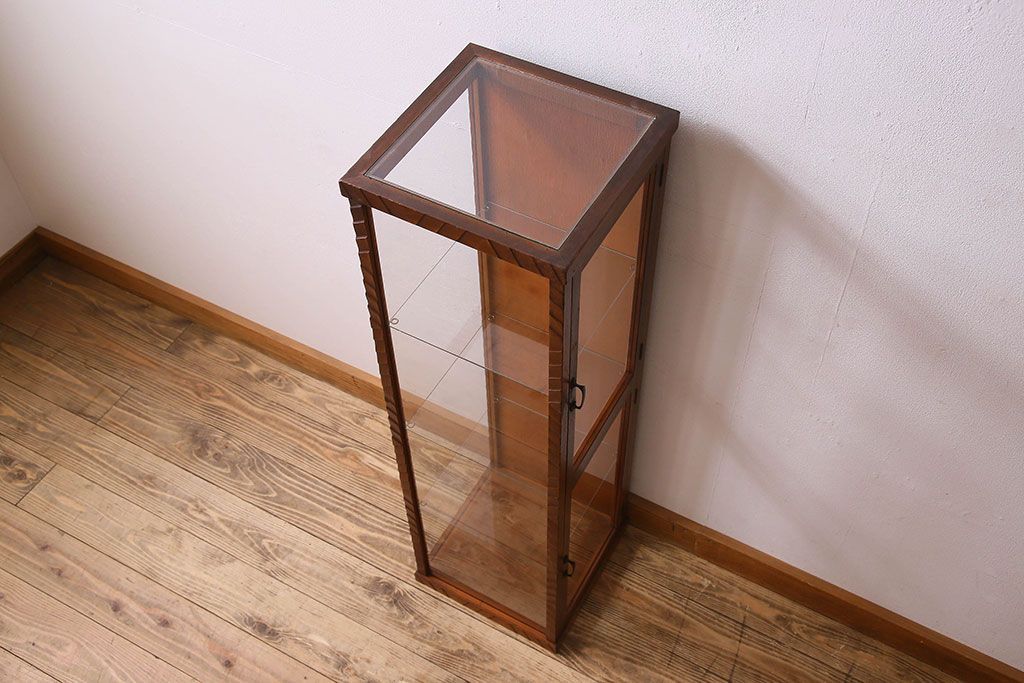 アンティーク家具　和製アンティーク　珍しいサイズの縦長ガラスケース(ショーケース)