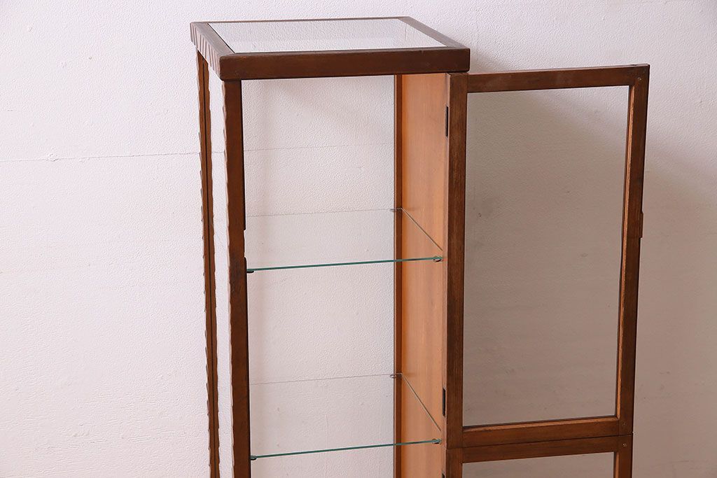 アンティーク家具　和製アンティーク　珍しいサイズの縦長ガラスケース(ショーケース)