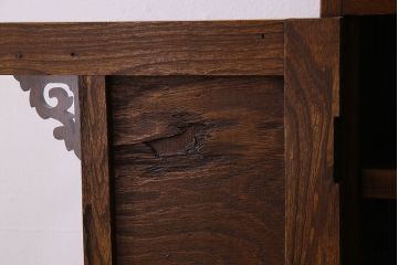 アンティーク家具　和製アンティーク　栓材製　扉のデザインがお洒落な本箱(ブックケース、収納棚、戸棚)