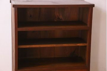 アンティーク家具　和製アンティーク　お洒落な結霜ガラス入りの収納棚(戸棚、食器棚)