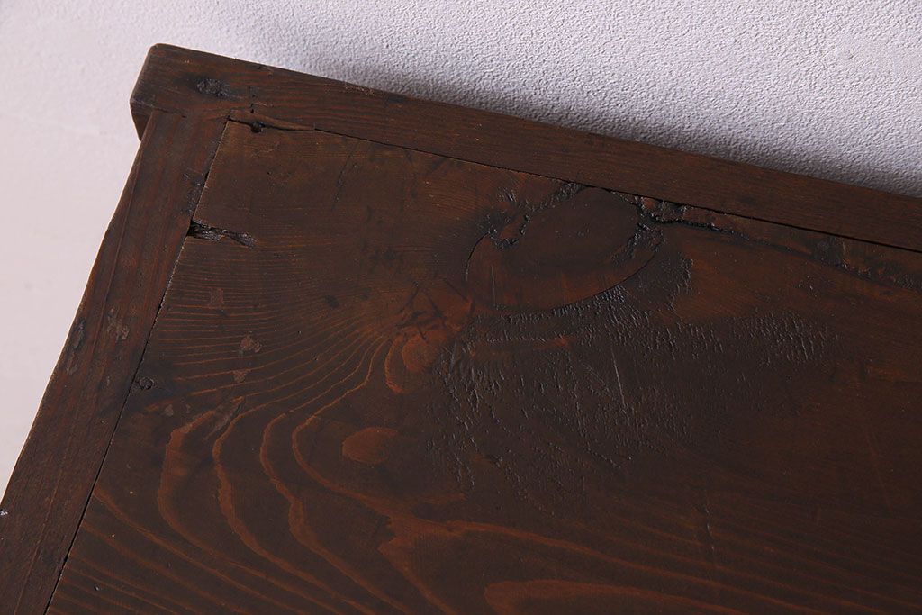 アンティーク家具　和製アンティーク　お洒落な結霜ガラス入りの収納棚(戸棚、食器棚)