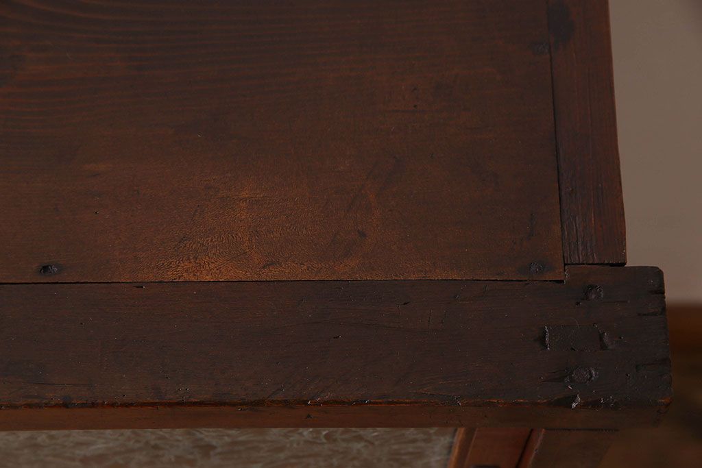 アンティーク家具　和製アンティーク　お洒落な結霜ガラス入りの収納棚(戸棚、食器棚)