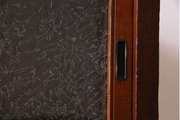 アンティーク家具　和製アンティーク　お洒落な結霜ガラス入りの収納棚(戸棚、食器棚)